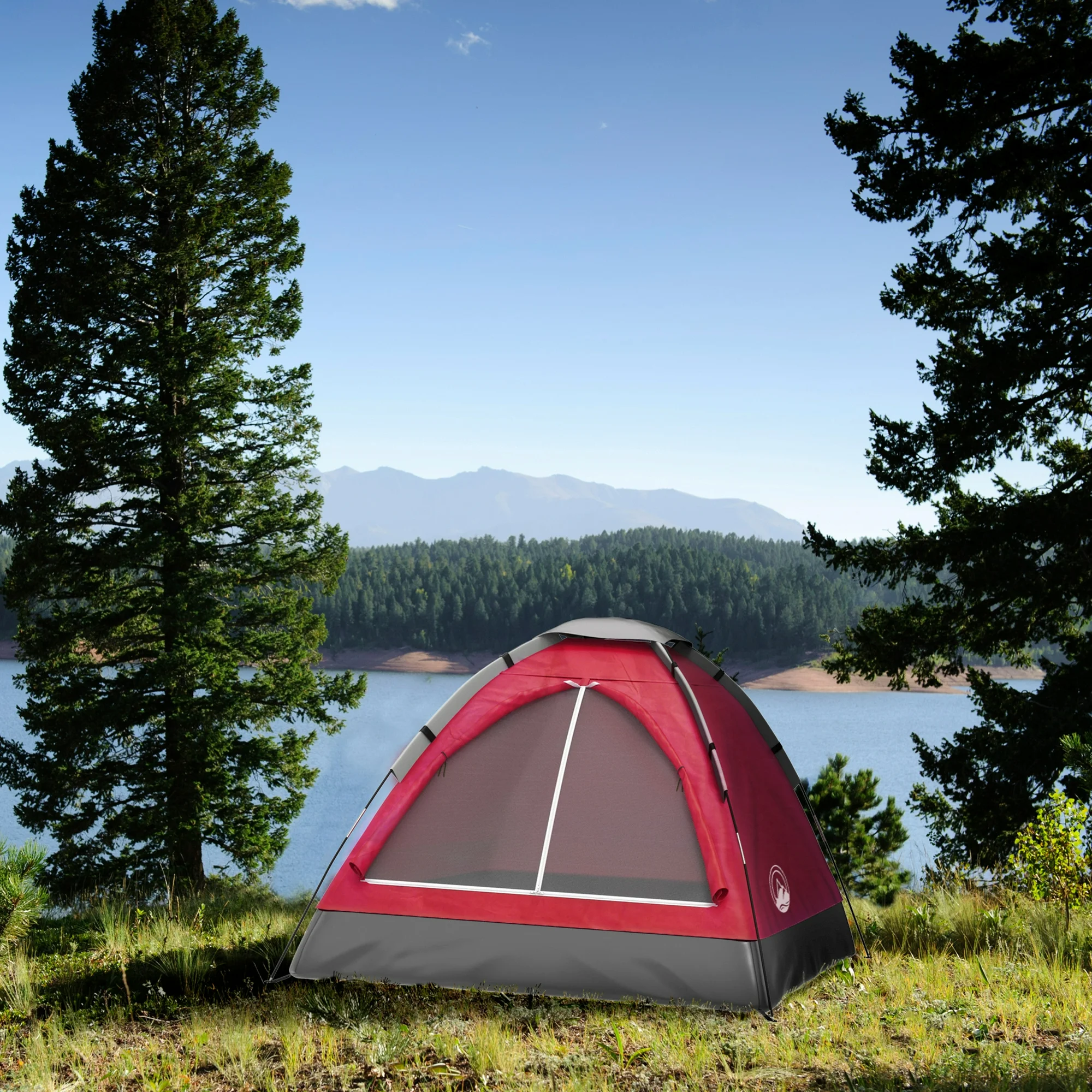 Rruvo 2-Person Dome Tent with Camping Accessories - Including Rain Fly and Carry Bag in Red - Image 2